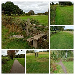 The Eaton's Way crossing Breadsall Priory Golf Course towards Drum Hill Woods.